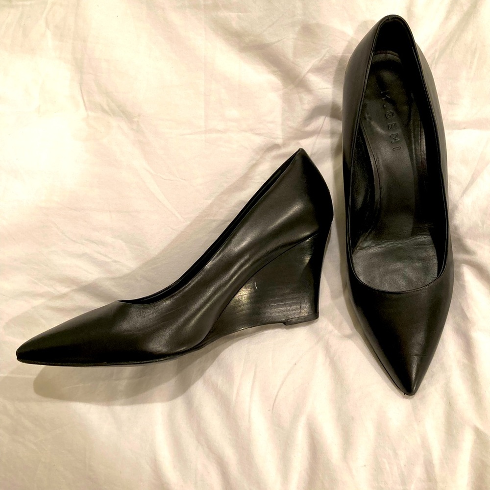 Like new M. Gemi black leather wedges size 40.